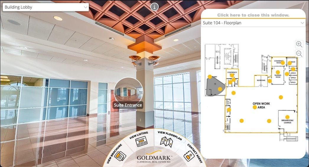 A screenshot of an interactive hotspot for an apartment building