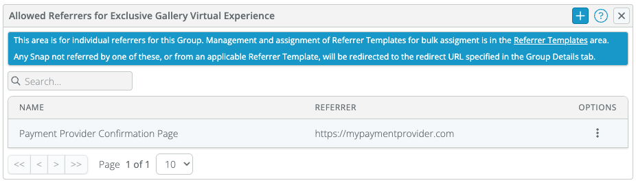 Screenshot of Allowed Referrers On A Specific Snap Group