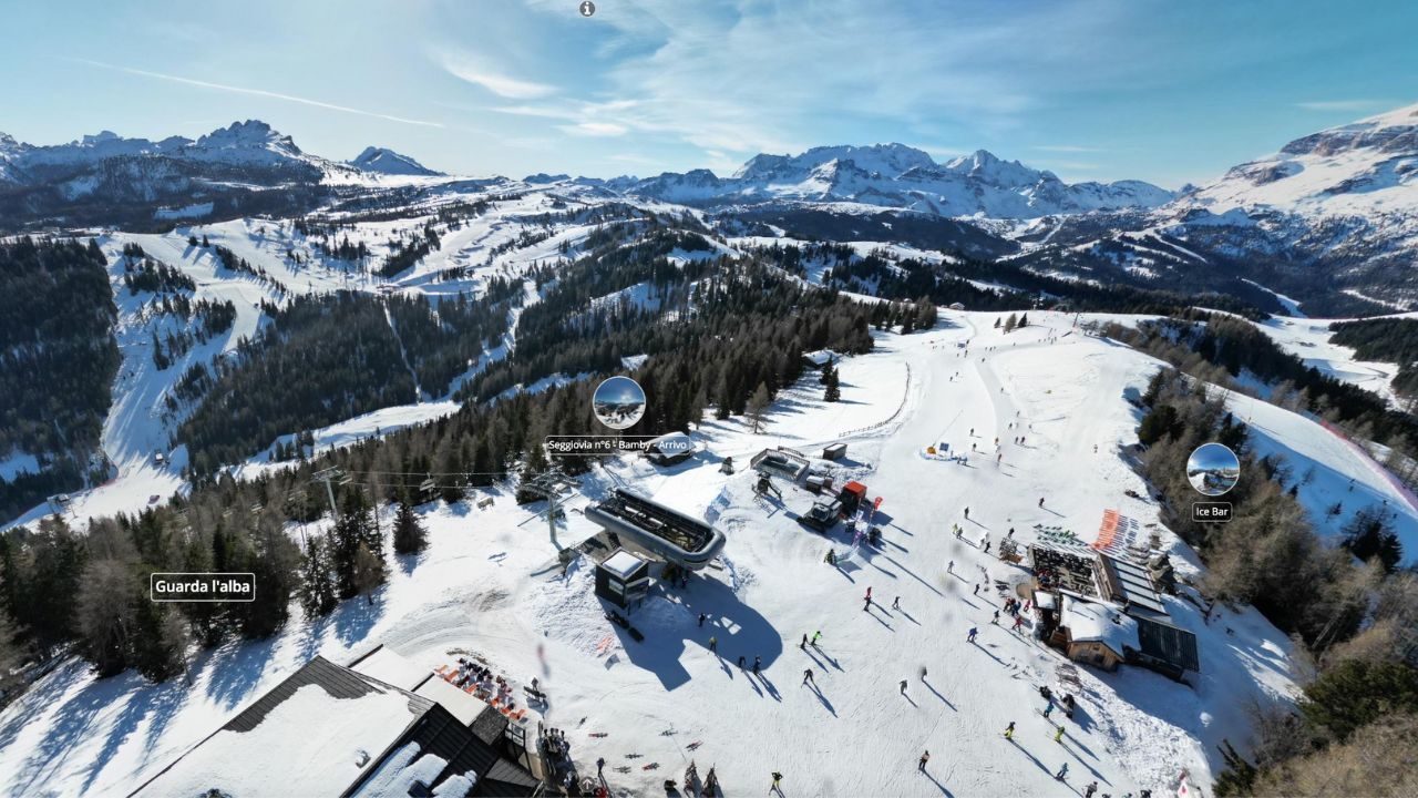 Drone shot of the Seggiovia skihill SeekBeak tour