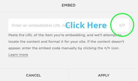 Squarespace embed popup
