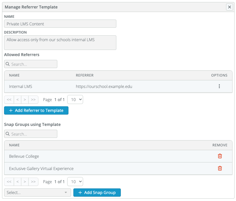 Referrer Template Screen