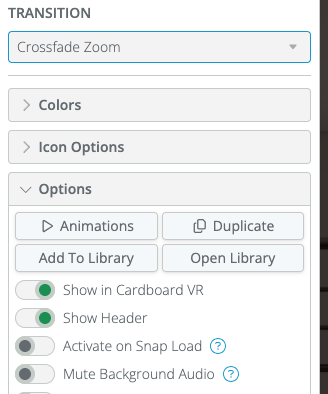 Animations Button in the Options Panel